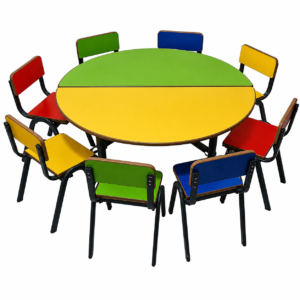 Table ronde bicolore