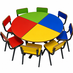 Table ronde modulable multicolore